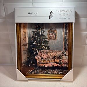 Studio McGee Pink & Gold Framed Wall Art - Christmas Tree Sofa Scene